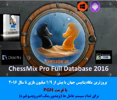 فول دیتابیس میکس بروزترین دیتابیس شطرنج جهان برای تمام سیستم عامل ها 2016 ChessMix Pro Full Database